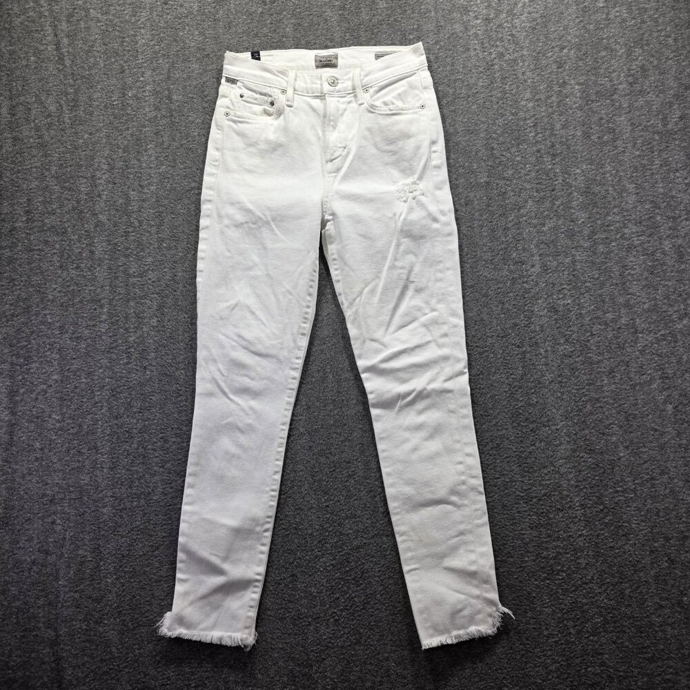Citizens Of Humanity Jeans Womens 24 White Rocket Crop High Rise Skinny Raw Hem